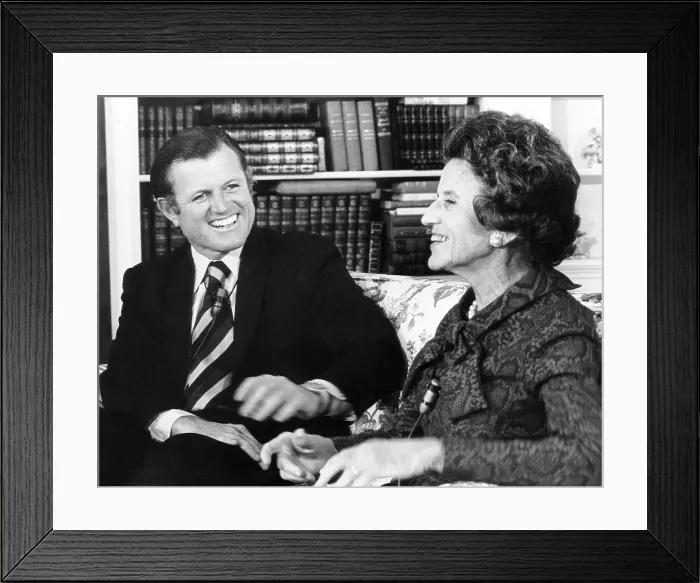 Framed Print : From left, Senator Edward Kennedy, with his mother, Rose Kennedy, on JFK - A TIME TO REMEMBER, aired November 21, 1973, Courtesy: CSU Archives / Everett Collection
