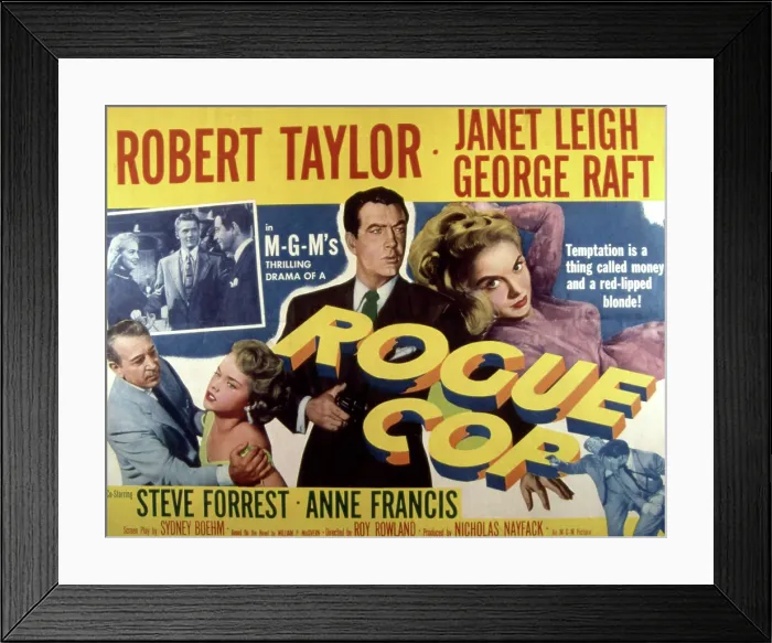 Framed Print : ROGUE COP, George Raft, Anne Francis, Robert Taylor, Janet Leigh, 1954