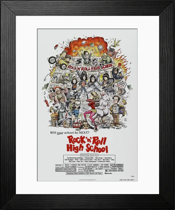 Framed Print : ROCK N ROLL HIGH SCHOOL, illustration by William Stout, 1979. New World Pictures  / Courtesy Everett Collection