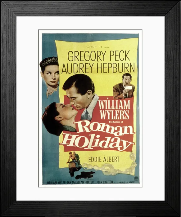 Framed Print : ROMAN HOLIDAY, Audrey Hepburn, Gregory Peck, 1953