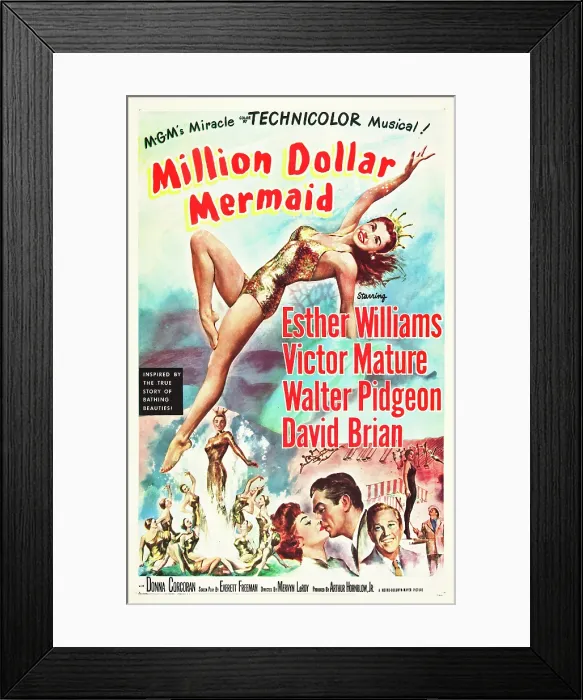 Framed Print : MILLION DOLLAR MERMAID, Esther Williams, Victor Mature, David Brian, 1952