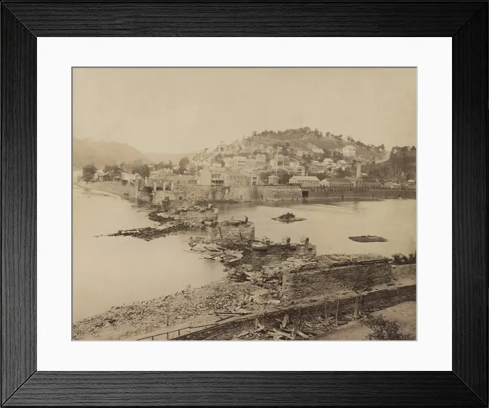Framed Print : Joseph Johnson's Confederates burned the B&O Railroad bridge during their evacuation of Harper's Ferry on June 14, 1861 Framed Print : Joseph Johnson's Confederates burned the B&O Railroad bridge during their evacuation of Harper's Ferry on June 14, 1861