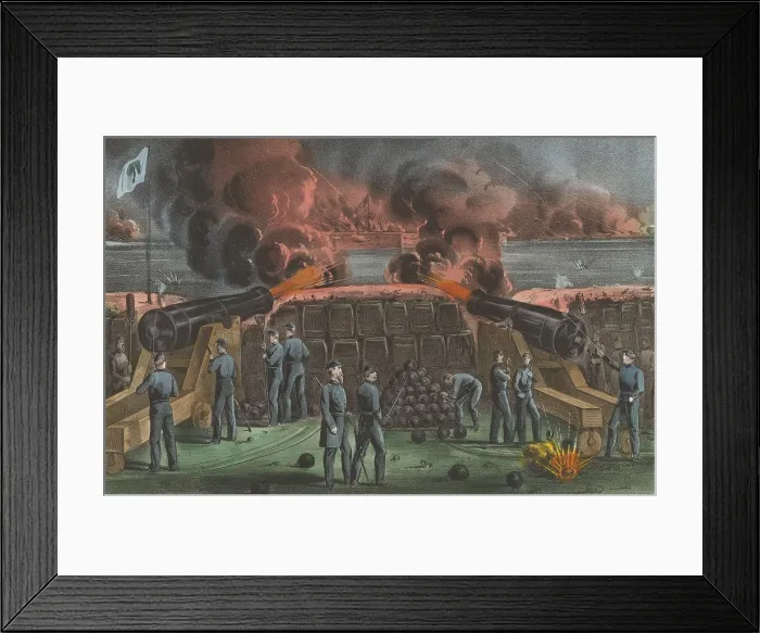 Framed Print : Siege of Fort Sumter from a Confederate battery on April 12-13, 1861
