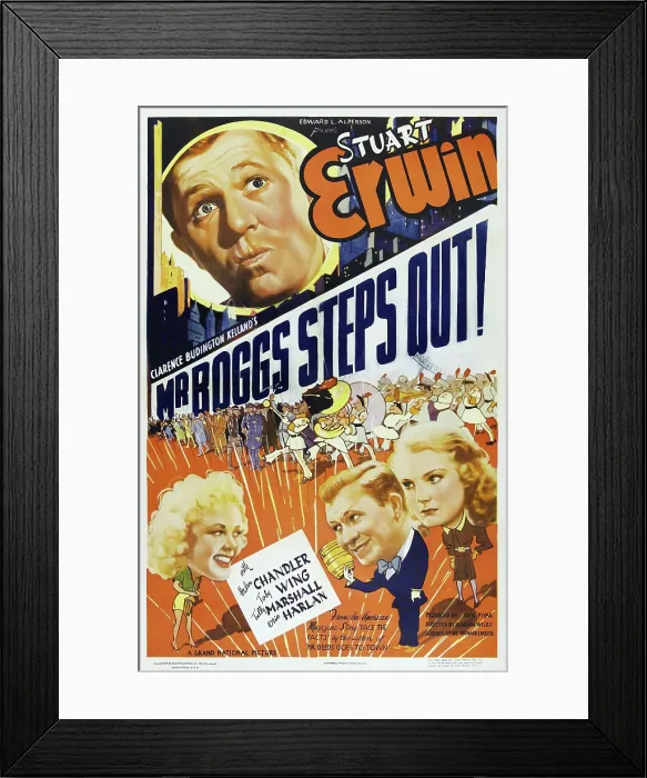 Framed Print : MR. BOGGS STEPS OUT, US poster art, top: Stuart Erwin; bottom from left: Toby Wing, Stuart Erwin, Helen Chandler, 1938