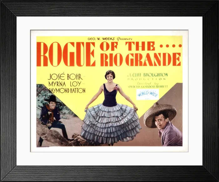 Framed Print : ROGUE OF THE RIO GRANDE, from left, Jose Bohr, Myrna Loy, Raymond Hatton, 1930 Framed Print : ROGUE OF THE RIO GRANDE, from left, Jose Bohr, Myrna Loy, Raymond Hatton, 1930
