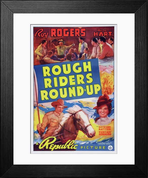 Framed Print : ROUGH RIDERS ROUND-UP, Roy Rogers, Trigger, Lynne Roberts (aka Mary Hart), 1939