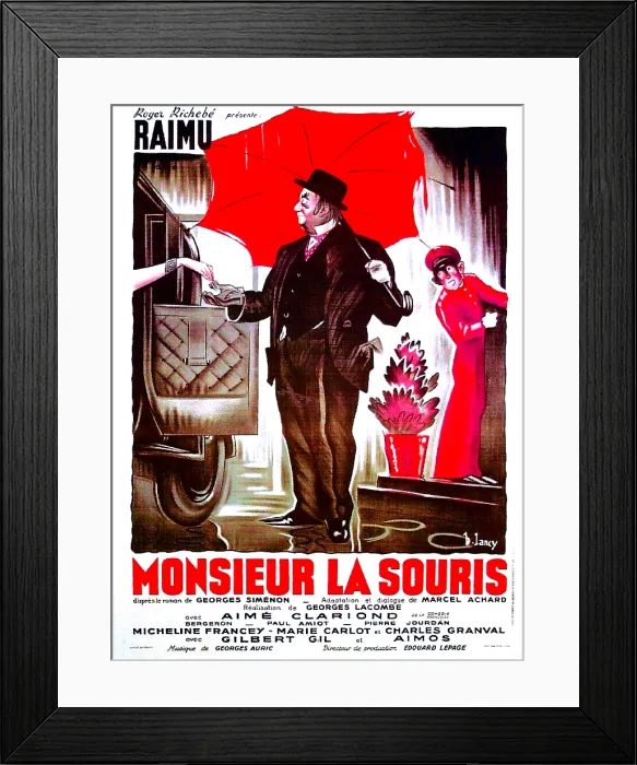 Framed Print : MIDNIGHT IN PARIS, French poster, (aka MONSIEUR LA SOURIS), Raimu, 1942