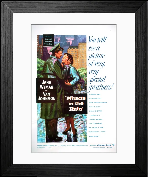 Framed Print : MIRACLE IN THE RAIN, from left: Van Johnson, Jane Wyman, 1956 Framed Print : MIRACLE IN THE RAIN, from left: Van Johnson, Jane Wyman, 1956