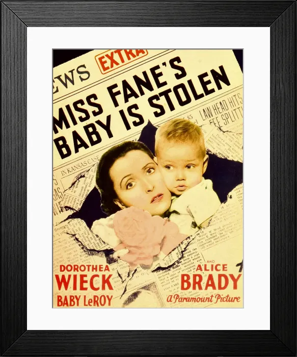 Framed Print : MISS FANE'S BABY IS STOLEN, from left: Dorothea Wieck, Baby LeRoy on midget window card, 1934
