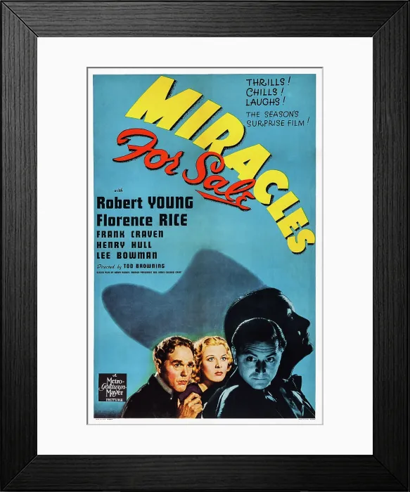 Framed Print : MIRACLES FOR SALE. US poster art, from left: Frank Craven, Florence Rice, Robert Young, 1939