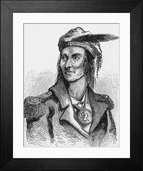 Framed Print : Tecumseh, the Shawnee Chief and founder of the multi-tribal confederacy to resist Euro-American encroachment of Indians lands in the Northwest Territory and the Southeast