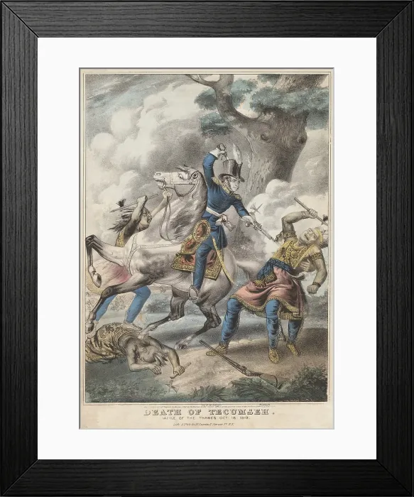 Framed Print : War of 1812. Battle of the Thames, aka Battle of Moraviantown, Oct. 5, 1812. Conjectural scene illustrating the death of Tecumseh, by a pistol shot from Col