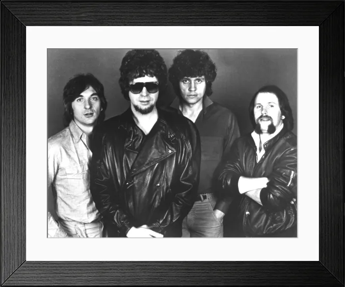 Framed Print : Electric Light Orchestra (ELO): (l-r): Richard Tandy, Jeff Lynne, Bev Bevan, Kelly Groucutt, ca. 1970s. Courtesy: CSU Archives  /  Everett Collection