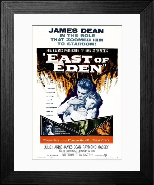 Framed Print : EAST OF EDEN, U.S. poster art, from left: James Dean, Julie Harris, 1955 Framed Print : EAST OF EDEN, U.S. poster art, from left: James Dean, Julie Harris, 1955