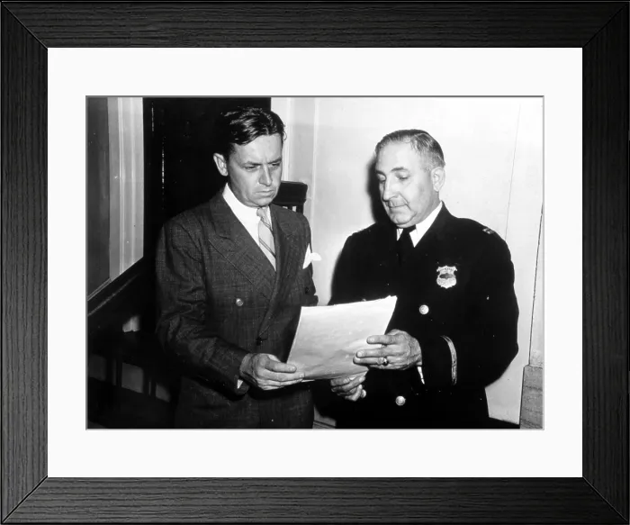 Framed Print : Eliot Ness with Captain Arthur Roth of Cleveland Police Dept. 1940 Framed Print : Eliot Ness with Captain Arthur Roth of Cleveland Police Dept. 1940