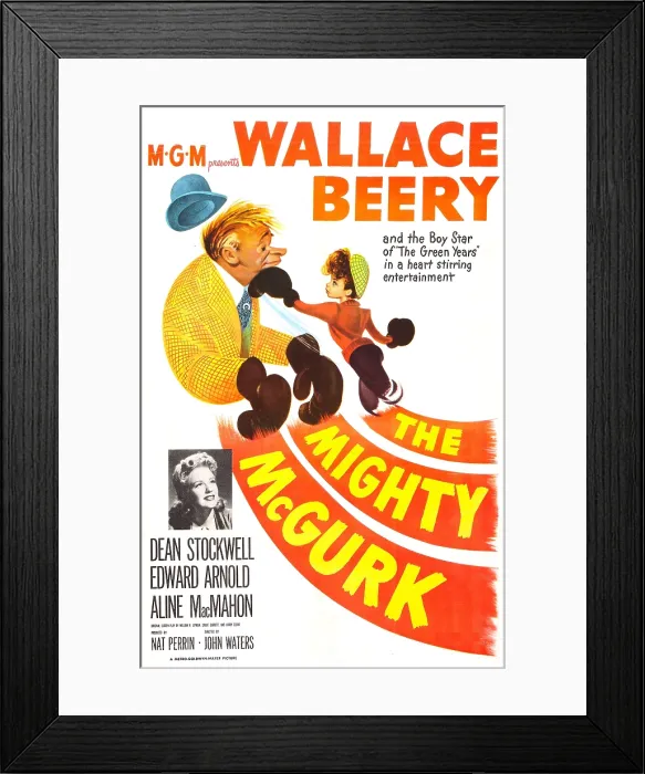 Framed Print : THE MIGHTY MCGURK, US poster, from left: Wallace Beery, Dean Stockwell, Dorothy Patrick (inset), 1947