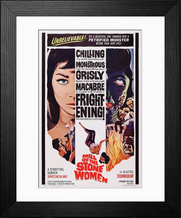 Framed Print : MILL OF THE STONE WOMEN, (aka IL MULINO DELLE DONNE DI PIETRA), US poster, 1960