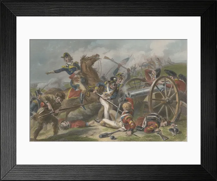 Framed Print : War of 1812, Battle of Chippewa, July 5, 1814. Lt. Col. James Miller taking British guns at the end of the battle