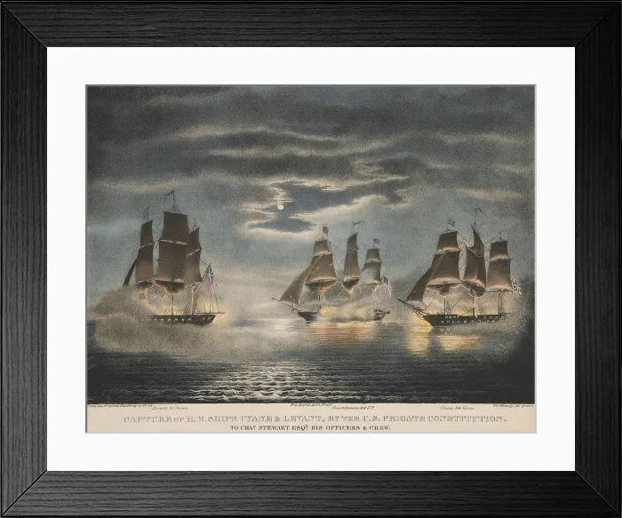 Framed Print : War of 1812. Capture of HMS Cyane and Levant, by the Frigate, USS Constitution