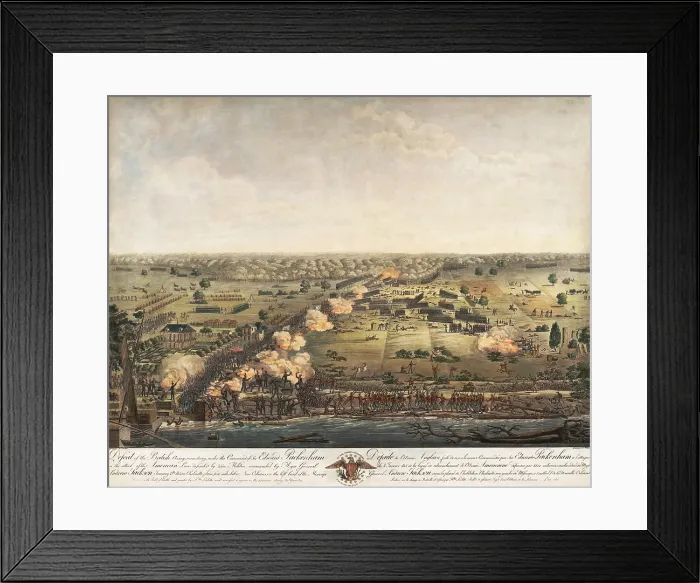 Framed Print : War of 1812, Battle of New Orleans, Jan. 8, 1815. Bird's eye view of the defeat of the British Army, 12, 000 strong