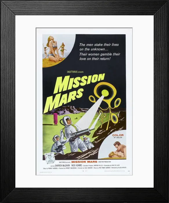 Framed Print : MISSION MARS, US poster, bottom right: Nick Adams, Heather Hewitt, 1968 Framed Print : MISSION MARS, US poster, bottom right: Nick Adams, Heather Hewitt, 1968