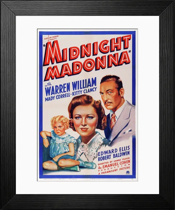 Framed Print : MIDNIGHT MADONNA, US poster, from left: Kitty Clancy, Mady Correll, Warren William, 1937