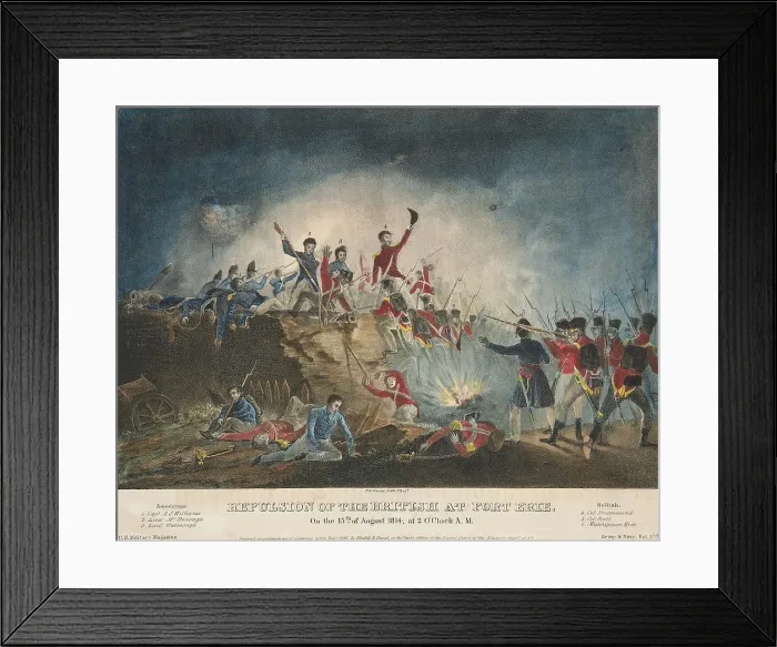 Framed Print : War of 1812, Siege of Fort Erie, Aug. 5, to Sept. 21, 1814. American soldiers defended the fort on August 15, against a British assault and the prolonged siege