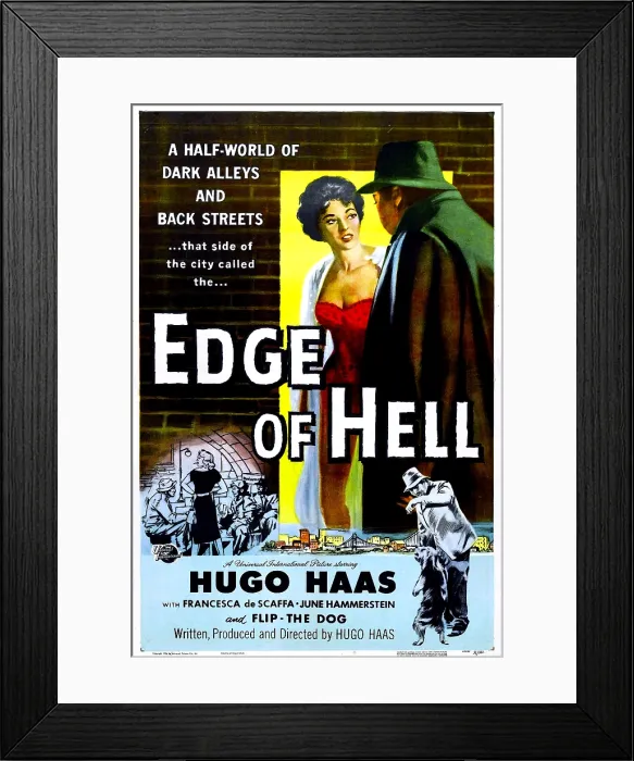 Framed Print : EDGE OF HELL, US poster, from center: Francesca de Scaffa, Hugo Haas, 1956