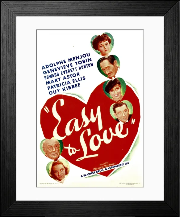 Framed Print : EASY TO LOVE, left from top: Guy Kibbee, Patricia Ellis, right from top: Genevieve Tobin, Adolphe Menjou, Mary Astor, Edward Everett Horton on midget window card, 1934