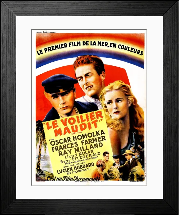 Framed Print : EBB TIDE, (aka LE VOILIER), French poster art, from left: Oscar Homolka, Ray Milland, Francis Farmer, Lloyd Nolan (bottom right), 1937 Framed Print : EBB TIDE, (aka LE VOILIER), French poster art, from left: Oscar Homolka, Ray Milland, Francis Farmer, Lloyd Nolan (bottom right), 1937