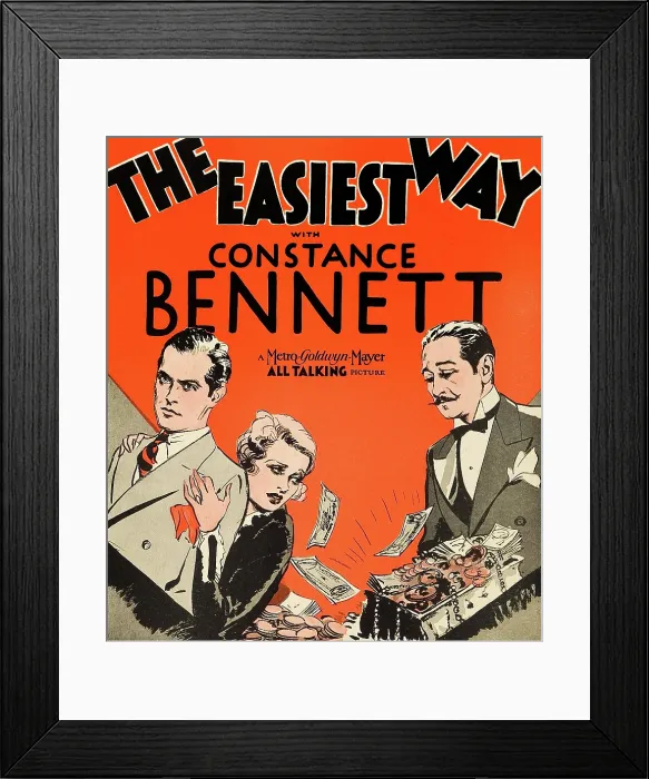 Framed Print : THE EASIEST WAY, l-r: Robert Montgomery, Constance Bennett, Adolphe Menjou on window card, 1931 Framed Print : THE EASIEST WAY, l-r: Robert Montgomery, Constance Bennett, Adolphe Menjou on window card, 1931