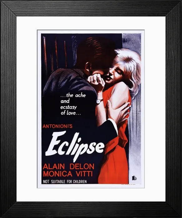 Framed Print : ECLIPSE, l-r: Alain Delon, Monica Vitti on poster art, 1962