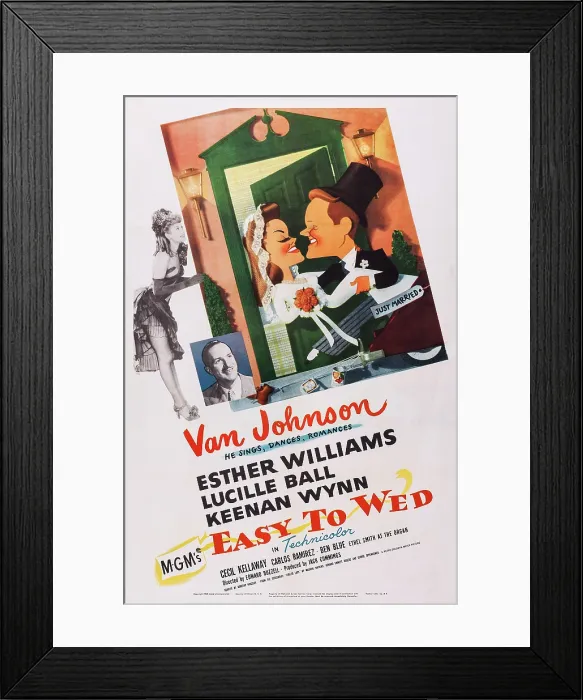 Framed Print : EASY TO WED, US poster art, Lucille Ball, Keenan Wynn, Esther Williams, Van Johnson, 1946