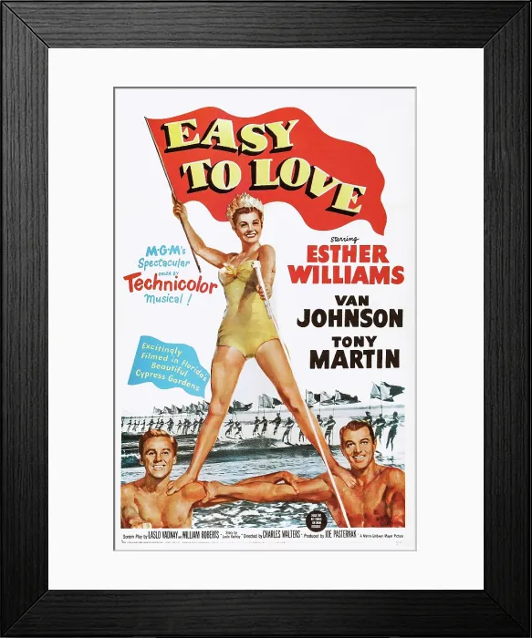 Framed Print : EASY TO LOVE, US poster, Esther Williams (top), bottom from left: Van Johnson, Tony Martin, 1953