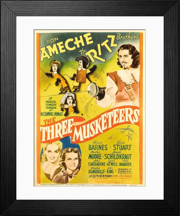 Framed Print : THE THREE MUSKETEERS, top from left: The Ritz Brothers, Don Ameche, bottom from left: Gloria Stuart, Pauline Moore, 1939, TM and Copyright 20th Century Fox Film Corp