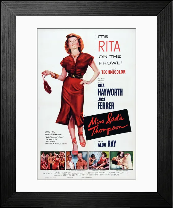 Framed Print : MISS SADIE THOMPSON, US poster art, Rita Hayworth, 1953 Framed Print : MISS SADIE THOMPSON, US poster art, Rita Hayworth, 1953