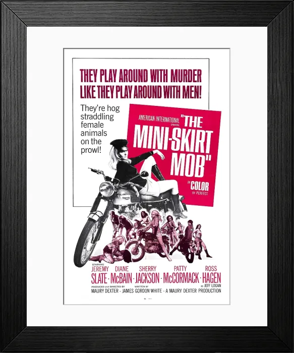 Framed Print : THE MINI-SKIRT MOB, Diane McBain (on motorcycle), 1968 Framed Print : THE MINI-SKIRT MOB, Diane McBain (on motorcycle), 1968