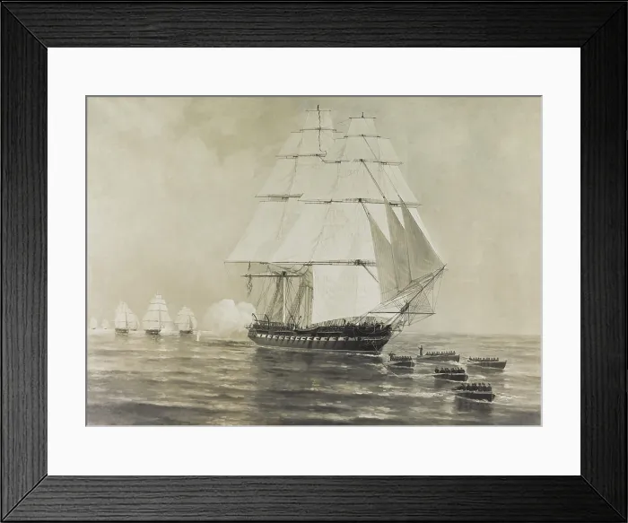 Framed Print : War of 1812. USS Constitution escapes from a British Squadron, July 18-19, 1812 Framed Print : War of 1812. USS Constitution escapes from a British Squadron, July 18-19, 1812