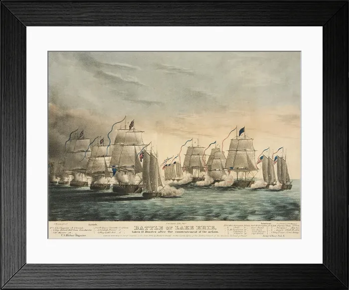 Framed Print : War of 1812.The Battle of Lake Erie, aka Battle of Put-in-Bay, Sept. 10, 1813