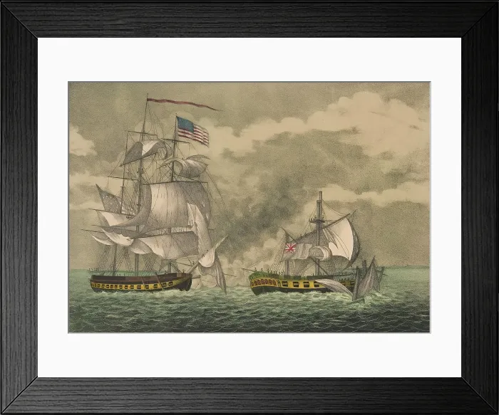 Framed Print : War 1812. Capture of Sloop of War, HMS Java, by the Frigate USS Constitution Framed Print : War 1812. Capture of Sloop of War, HMS Java, by the Frigate USS Constitution