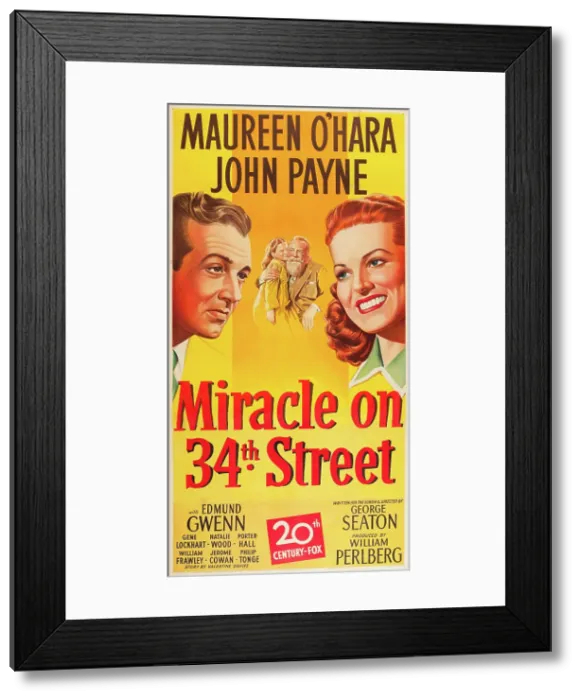 Framed Print : MIRACLE ON 34TH STREET, l-r: John Payne, Natalie Wood, Edmund Gwenn, Maureen O'Hara on poster art, 1947, TM and Copyright 20th Century Fox Film Corp