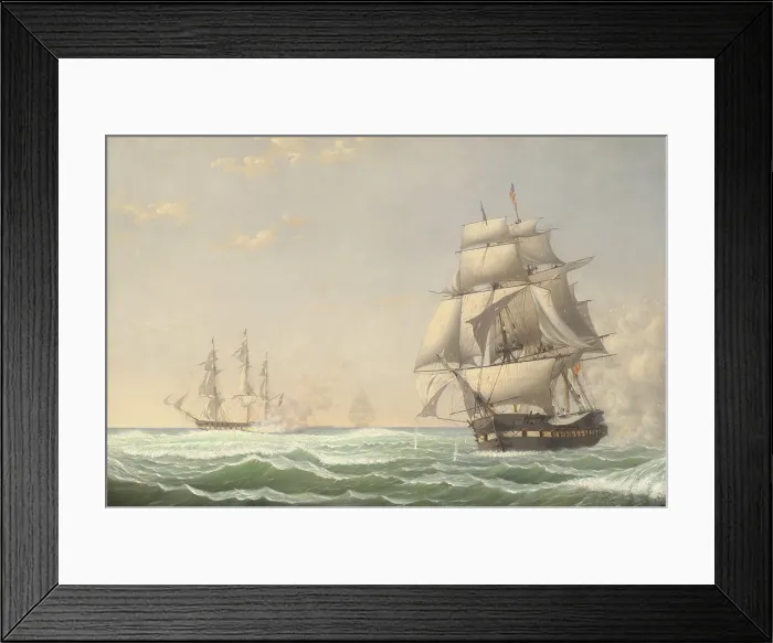 Framed Print : War of 1812. United States Frigate President, captained by Stephen Decatur, is pursued by a British HMS Endymion, a 40-gun frigate, Jan. 15, 1815