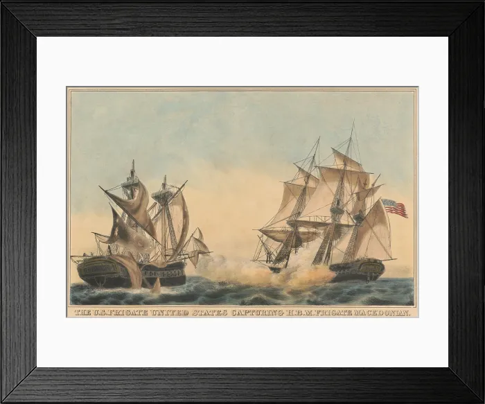 Framed Print : War 1812. Battle of USS United States and HMS Macedonian, west of the Canary Islands, Oct. 25, 1812 Framed Print : War 1812. Battle of USS United States and HMS Macedonian, west of the Canary Islands, Oct. 25, 1812