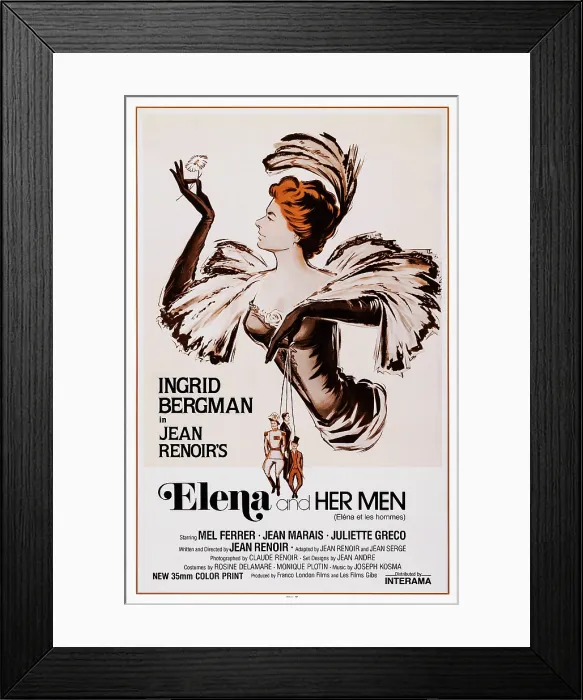 Framed Print : ELENA AND HER MEN, US poster art, Ingrid Bergman, 1956