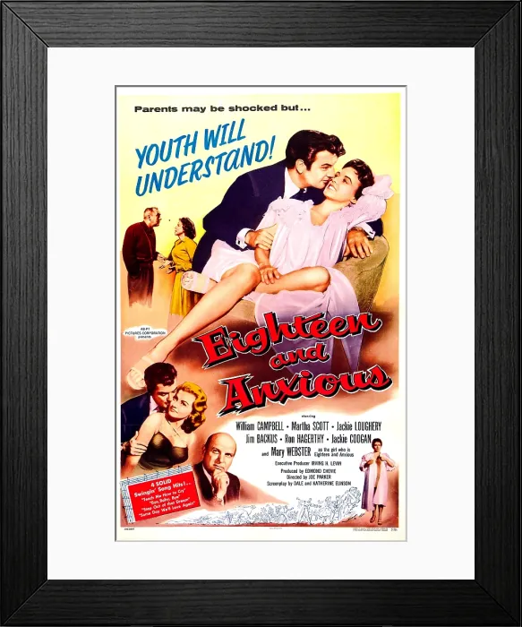 Framed Print : EIGHTEEN AND ANXIOUS, US poster, center: William Campbell, Mary Webster, 1957