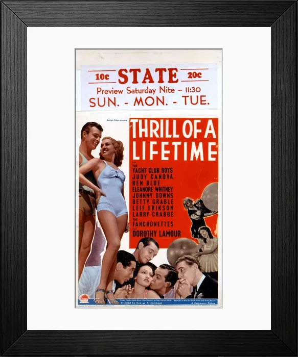 Framed Print : THRILL OF A LIFETIME, from left, Buster Crabbe, Betty Grable, 1937 Framed Print : THRILL OF A LIFETIME, from left, Buster Crabbe, Betty Grable, 1937