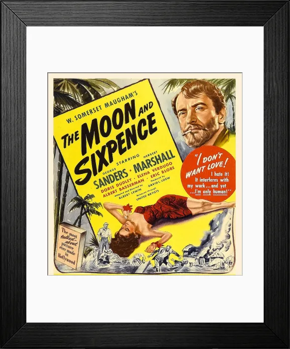 Framed Print : THE MOON AND SIXPENCE, from left: Elena Verdugo, George Sanders on window card, 1942