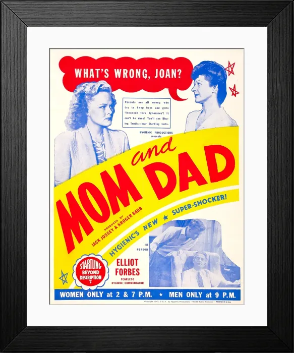 Framed Print : MOM AND DAD, US poster, top from left: June Carlson, Lois Austin, bottom from left: Jimmy Clark, George Eldredge, 1945