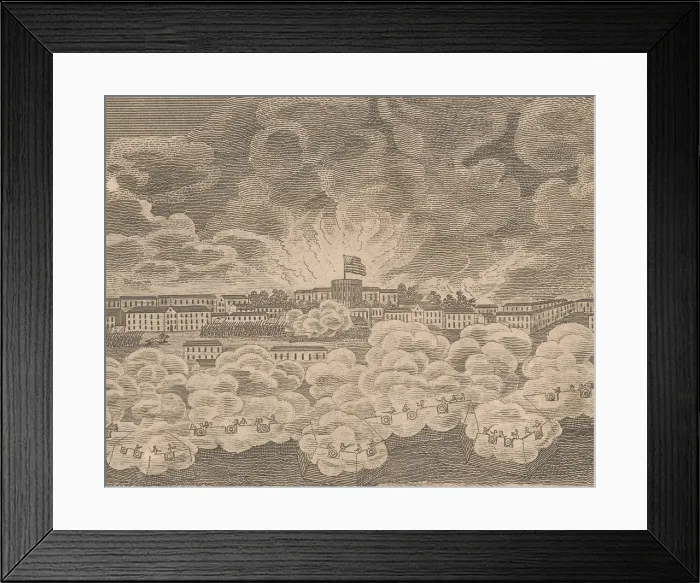 Framed Print : British engraving of 1814, depicting the burning of Washington on August 24, 1814, during the War of 1812