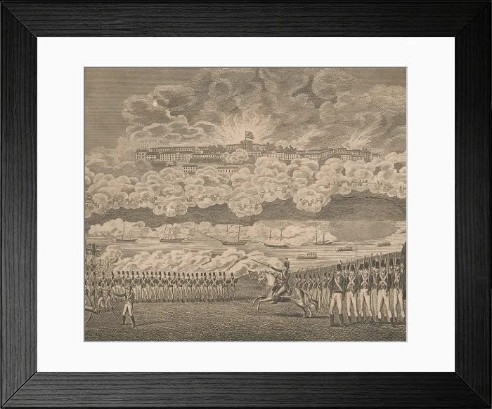 Framed Print : British engraving of 1814, depicting the burning of Washington on August 24, 1814, during the War of 1812